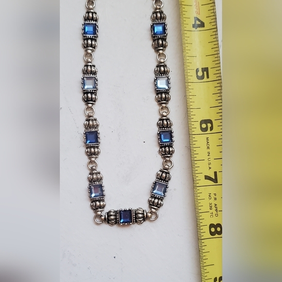 Avon NR Nina Ricci Vintage Necklace Silvertone Blue Aquamarine Stone Signed - Picture 6 of 8